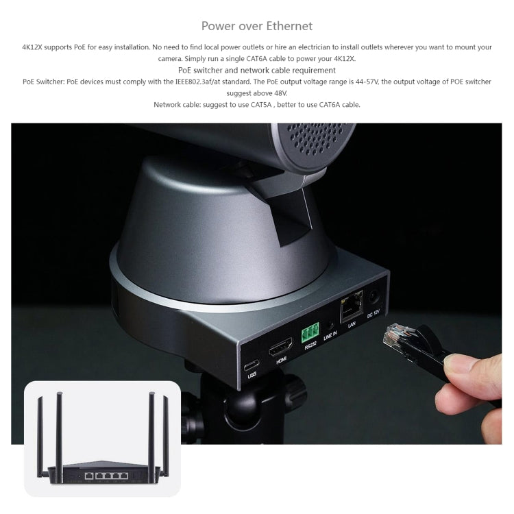 FEELWORLD 4K12X 4K PTZ Camera 12X Optical Zoom AI Tracking HDMI USB IP Remote Control(EU Plug) - HD Camera by FEELWORLD | Online Shopping UK | buy2fix