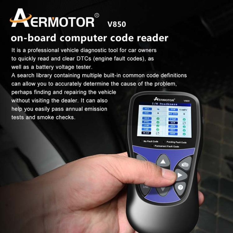 AERMOTOR V850 Car OBD2 Code Reader Diagnostic Scan Tool(Black) - Code Readers & Scan Tools by buy2fix | Online Shopping UK | buy2fix