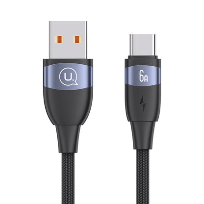 USAMS US-SJ630 U85 1.2m USB to Type-C 6A Aluminum Alloy Fast Charging & Data Cable(Black) - USB-C & Type-C Cable by USAMS | Online Shopping UK | buy2fix