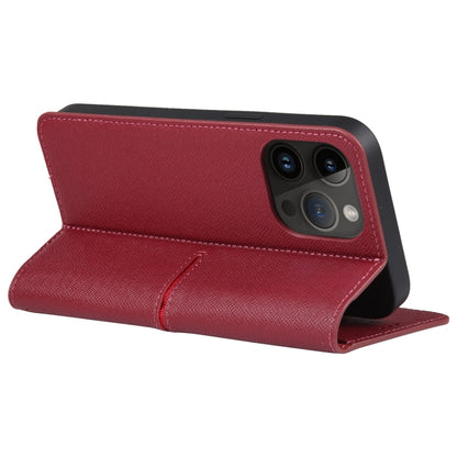 For iPhone 15 Pro Max GEBEI Top-grain Horizontal Flip Leather Phone Case(Wine Red) - iPhone 15 Pro Max Cases by GEBEI | Online Shopping UK | buy2fix