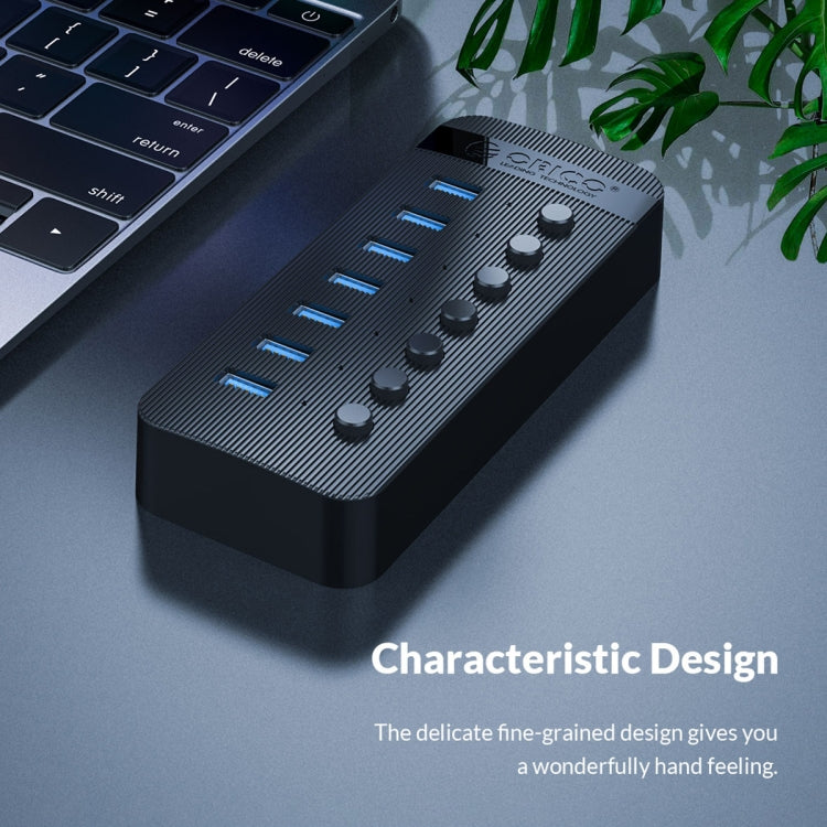 ORICO CT2U3-13AB Plastic Stripes 13 Ports USB 3.0 HUB with Individual Switches, Plug:AU Plug(Black) - USB 3.0 HUB by ORICO | Online Shopping UK | buy2fix