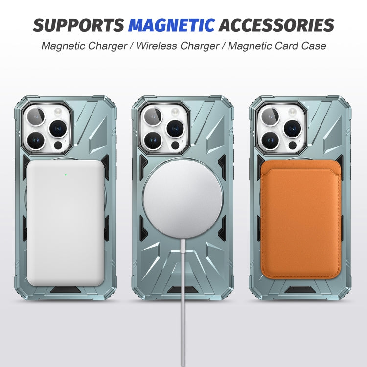 For iPhone 14 Plus MagSafe Magnetic Shockproof Phone Case with Ring Holder(Green) - iPhone 14 Plus Cases by buy2fix | Online Shopping UK | buy2fix