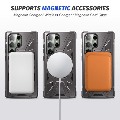 For Samsung Galaxy S23+ 5G MagSafe Magnetic Shockproof Phone Case with Ring Holder(Dark Grey) - Galaxy S23+ 5G Cases by buy2fix | Online Shopping UK | buy2fix
