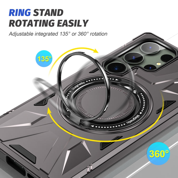 For Samsung Galaxy S24 Ultra 5G MagSafe Magnetic Shockproof Phone Case with Ring Holder(Dark Grey) - Galaxy S24 Ultra 5G Cases by buy2fix | Online Shopping UK | buy2fix