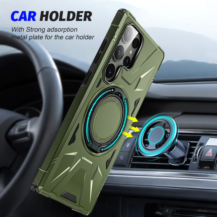 For Samsung Galaxy S24+ 5G MagSafe Magnetic Shockproof Phone Case with Ring Holder(Dark Green) - Galaxy S24+ 5G Cases by buy2fix | Online Shopping UK | buy2fix
