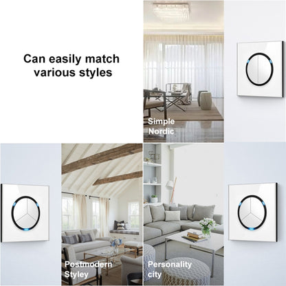 86mm Round LED Tempered Glass Switch Panel, White Round Glass, Style:TV Socket - Consumer Electronics by buy2fix | Online Shopping UK | buy2fix
