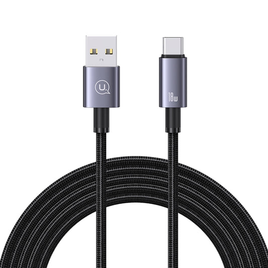 USAMS US-SJ666 USB To Type-C 3A Fast Charge Data Cable, Length: 2m(Black) - USB-C & Type-C Cable by USAMS | Online Shopping UK | buy2fix