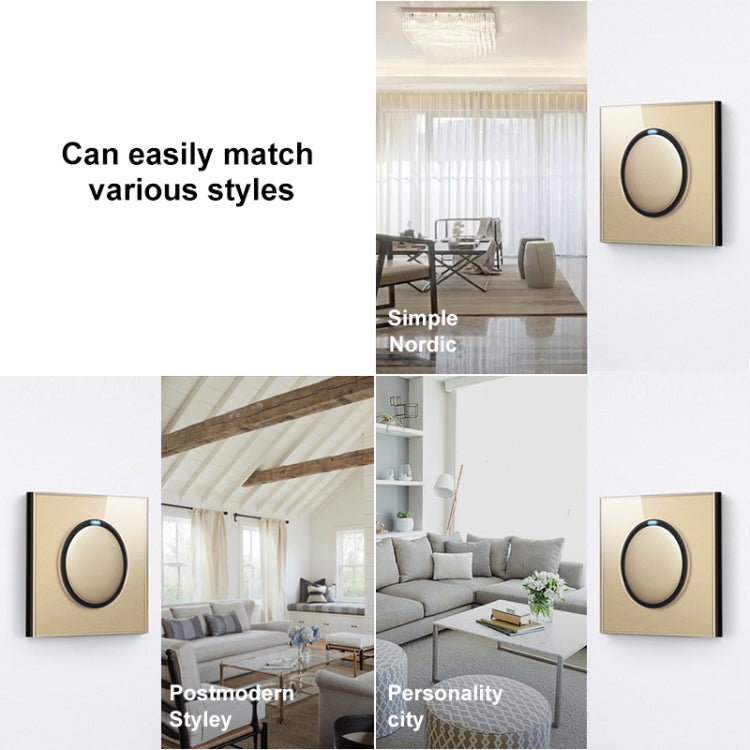 86mm Round LED Tempered Glass Switch Panel, Gold Round Glass, Style:Three Billing Control - Consumer Electronics by buy2fix | Online Shopping UK | buy2fix