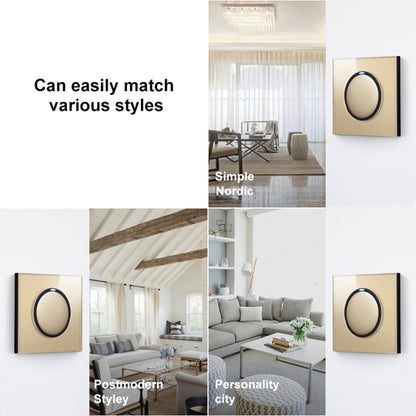 86mm Round LED Tempered Glass Switch Panel, Gold Round Glass, Style:Four Billing Control - Consumer Electronics by buy2fix | Online Shopping UK | buy2fix