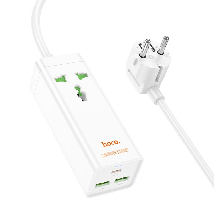 hoco AC9A Talent PD30W Type-C+2USB Ports with 1 Socket Desktop Charger, Cable Length: 1.5m, EU Plug(White) - Extension Socket by hoco | Online Shopping UK | buy2fix