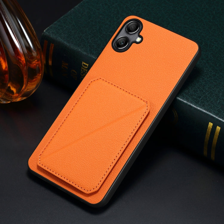 For Samsung Galaxy S24 5G Denior Imitation Calf Leather Back Phone Case with Holder(Orange) - Galaxy S24 5G Cases by Denior | Online Shopping UK | buy2fix