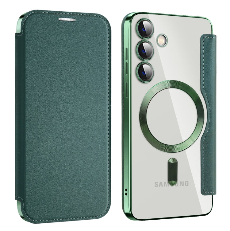 For Samsung Galaxy S24+ 5G MagSafe Magnetic RFID Anti-theft Leather Phone Case(Dark Green) - Galaxy S24+ 5G Cases by buy2fix | Online Shopping UK | buy2fix
