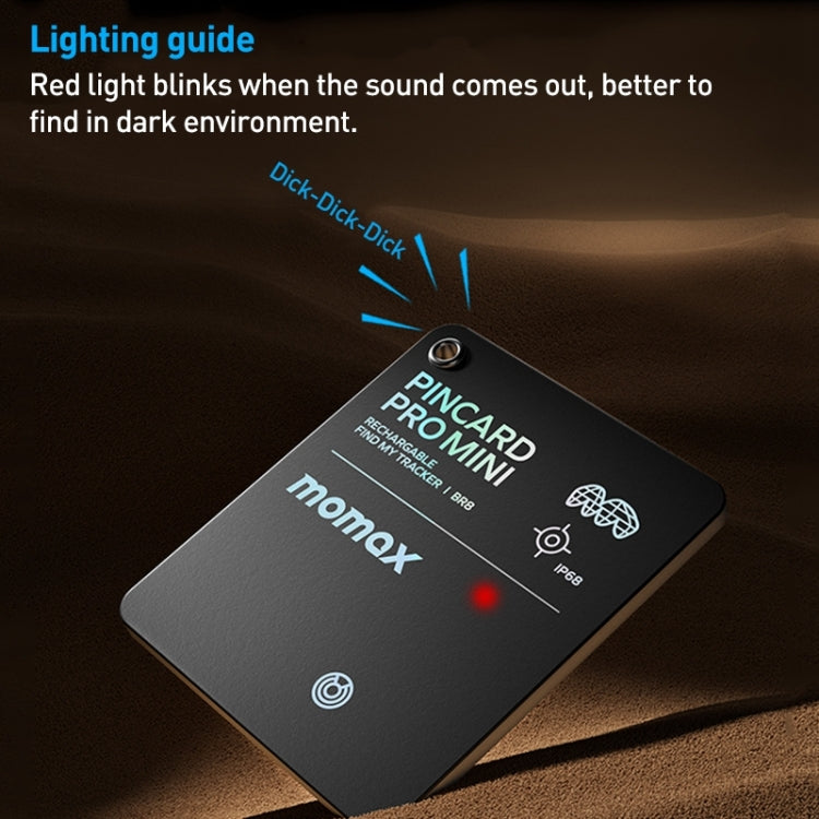 MOMAX PINCARD BR8 Card Wireless Charging Positioning Anti-lost Device(Black) - Anti-lost Alarm by MOMAX | Online Shopping UK | buy2fix