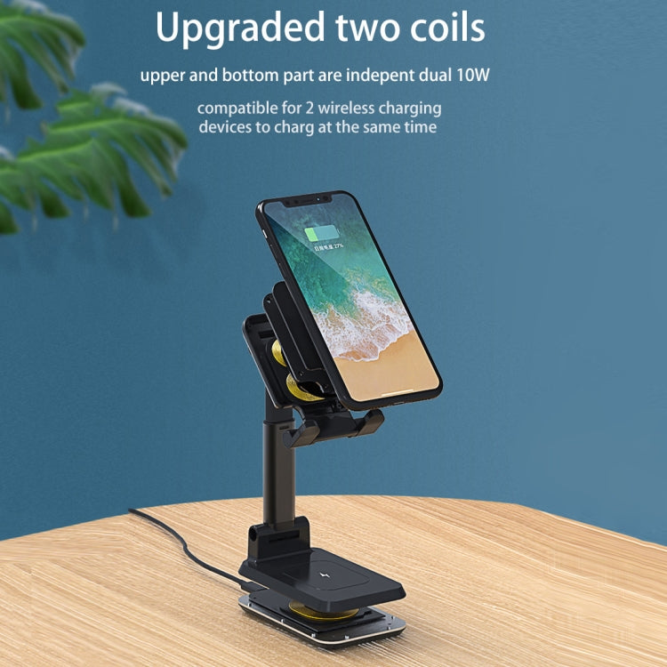 T6 2 in 1 Portable Folding Stand Wireless Charging, Style:Double Charge(White) - Apple Accessories by buy2fix | Online Shopping UK | buy2fix