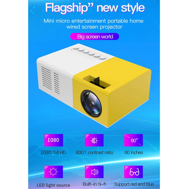 J9 1920x1080P 15 ANSI Portable Home Theater Mini LED HD Digital Projector, Basic Version, US Plug(Yellow White) - Consumer Electronics by buy2fix | Online Shopping UK | buy2fix