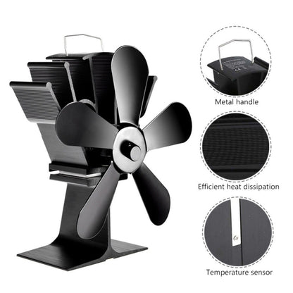 YL602 5-Blade High Temperature Metal Heat Powered Fireplace Stove Fan (Silver) - Consumer Electronics by buy2fix | Online Shopping UK | buy2fix
