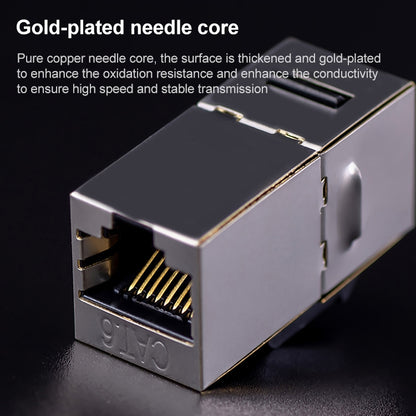 CAT.6 Shielded Pass-through Network Module, Dual Ports Panel + Shielded Pass-through + Telephone Socket (Gold) - Lan Cable and Tools by buy2fix | Online Shopping UK | buy2fix