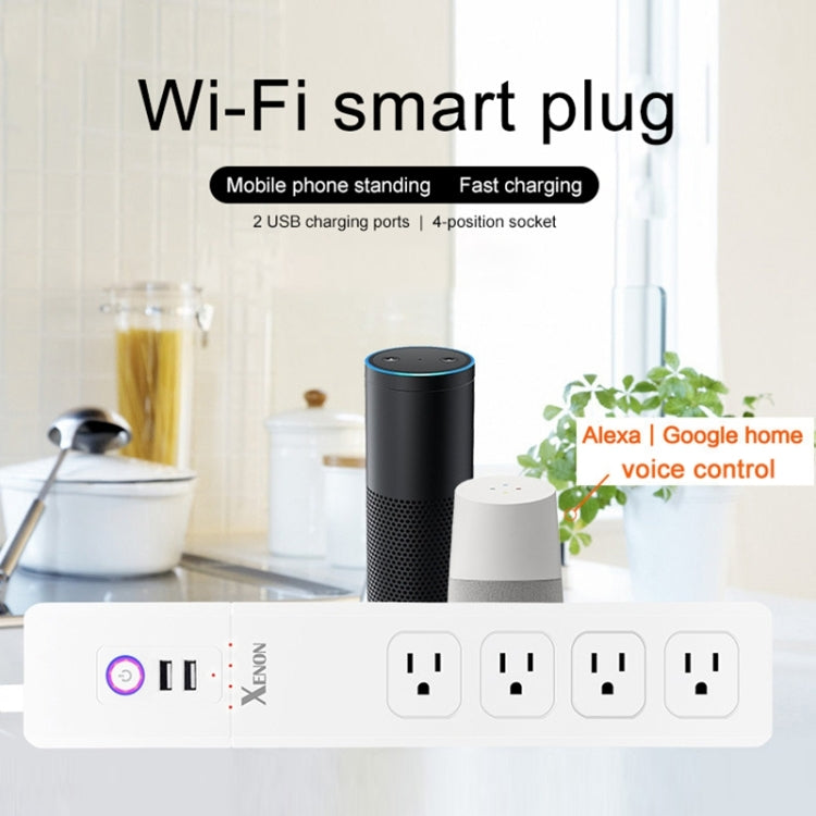 2 x USB Ports + 4 x US Plug Jack WiFi Remote Control Smart Power Socket Works with Alexa & Google Home, Cable Length: 1.5m, AC 110-240V, US Plug - Consumer Electronics by buy2fix | Online Shopping UK | buy2fix