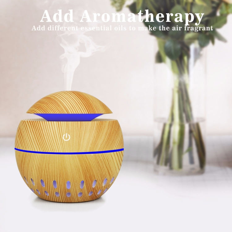 Wood Grain USB Hollowed-out Humidifier Seven Color Aromatherapy Lamp Automatic Alcohol Sprayer with Remote Control(Dark Brown-3) - Home & Garden by buy2fix | Online Shopping UK | buy2fix
