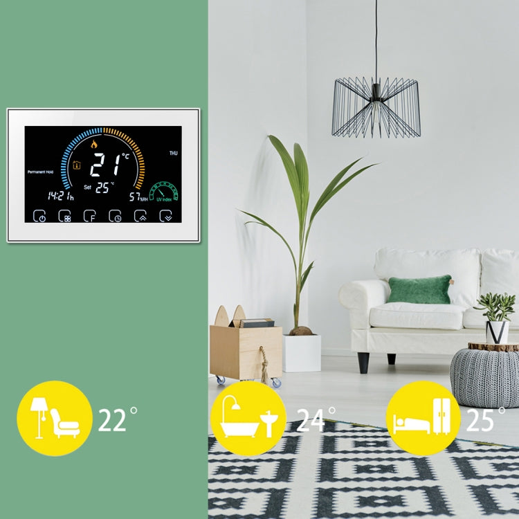 BHT-8000-GA Control Water Heating Energy-saving and Environmentally-friendly Smart Home Negative Display LCD Screen Round Room Thermostat without WiFi(White) - Consumer Electronics by buy2fix | Online Shopping UK | buy2fix