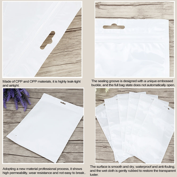 100 PCS 18cm x 26cm Hang Hole Clear Front White Pearl Jewelry Zip Lock Packaging Bag, Custom Printing and Size are welcome -  by buy2fix | Online Shopping UK | buy2fix