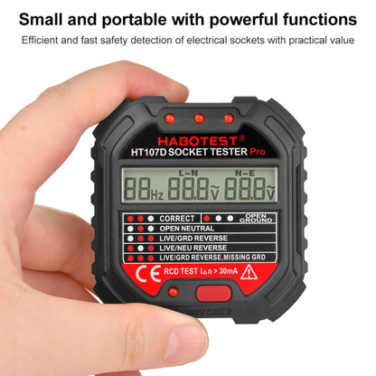 HABOTEST HT107D Multifunctional Digital Display Socket Tester (EU Plug) - Current & Voltage Tester by HABOTEST | Online Shopping UK | buy2fix