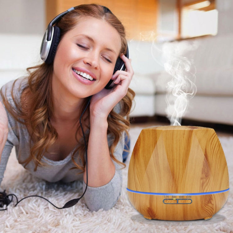 Diamond Wood Grain Remote Control Ultrasonic Humidifier Aromatherapy Machine Automatic Alcohol Sprayer with LED Lights, Capacity: 400mL, AU Plug (Light Wood Color) - Home & Garden by buy2fix | Online Shopping UK | buy2fix