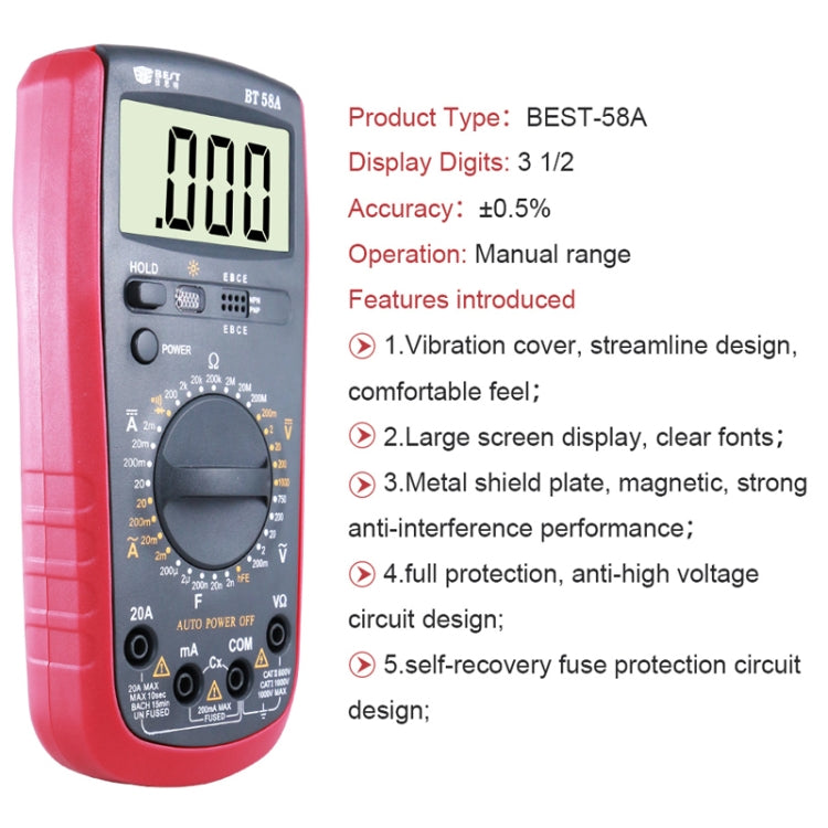 Repair Tools for Mobile & Tablet, BEST-58A Multi Function Digital Multimeter - Current & Voltage Tester by BEST | Online Shopping UK | buy2fix