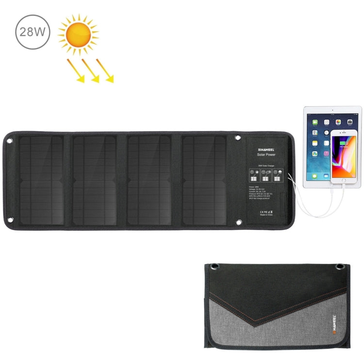 HAWEEL 28W Foldable Solar Panel Charger with 5V 3A Max Dual USB Ports - Charger by HAWEEL | Online Shopping UK | buy2fix