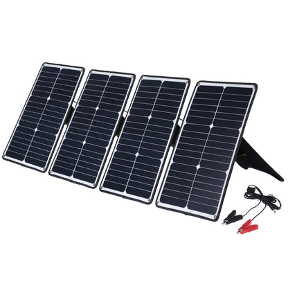 HAWEEL 4 PCS 20W Monocrystalline Silicon Solar Power Panel Charger, with USB Port & Holder & Tiger Clip, Support QC3.0 and AFC(Black) - Charger by HAWEEL | Online Shopping UK | buy2fix