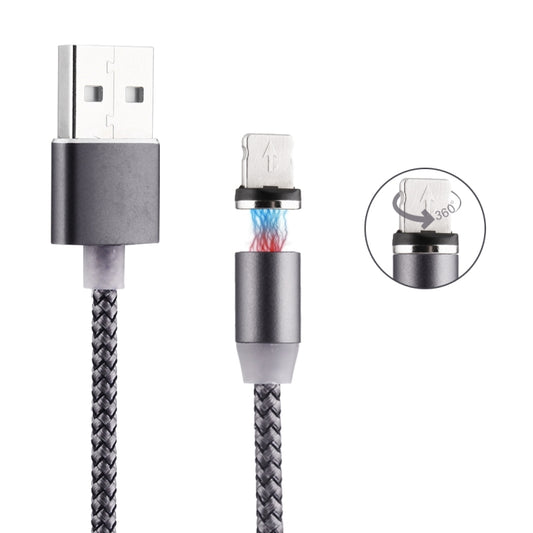 360 Degree Rotation 8 Pin to USB 2.0 Weave Style Magnetic Charging Cable with LED Indicator, Cable Length: 1m(Grey) - Charging Cable & Head by buy2fix | Online Shopping UK | buy2fix