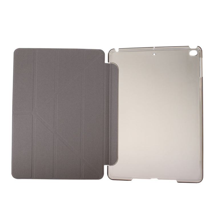 For iPad 9.7 (2018) & iPad 9.7 (2017) & iPad Air Silk Texture Horizontal Deformation Flip Leather Case with Three-folding Holder(Black) - Apple Accessories by buy2fix | Online Shopping UK | buy2fix