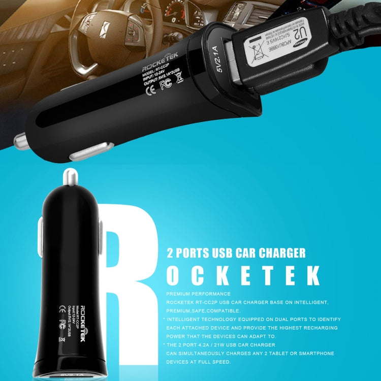 ROCKETEK CC2P DC 5V 4.2A Dual USB Smart Car Charger - In Car by ROCKETEK | Online Shopping UK | buy2fix