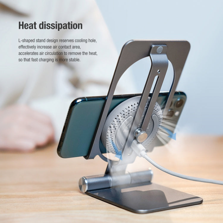 NILLKIN 2 in 1 15W PoweHold Mini Vertical Foldable Detachable Wireless Charger Mobile Phone Holder (Dark Gray) - Apple Accessories by NILLKIN | Online Shopping UK | buy2fix