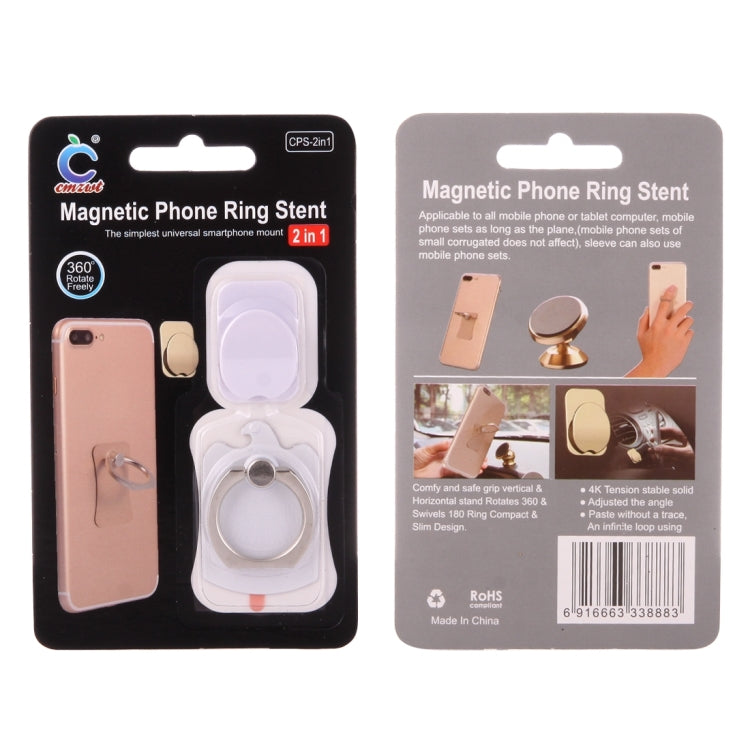 Cmzact CPS-2in1 2 in 1 Eagle Shape 360 Degrees Rotation Magnetic Phone Ring Stent Car Hook Mount(White) - Ring Holder by buy2fix | Online Shopping UK | buy2fix