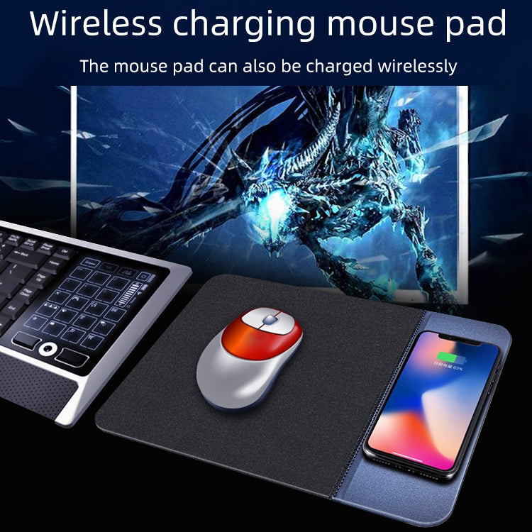 OJD-36 QI Standard 10W Lighting Wireless Charger Rubber Mouse Pad, Size: 26.2 x 19.8 x 0.65cm (Blue) - Apple Accessories by buy2fix | Online Shopping UK | buy2fix