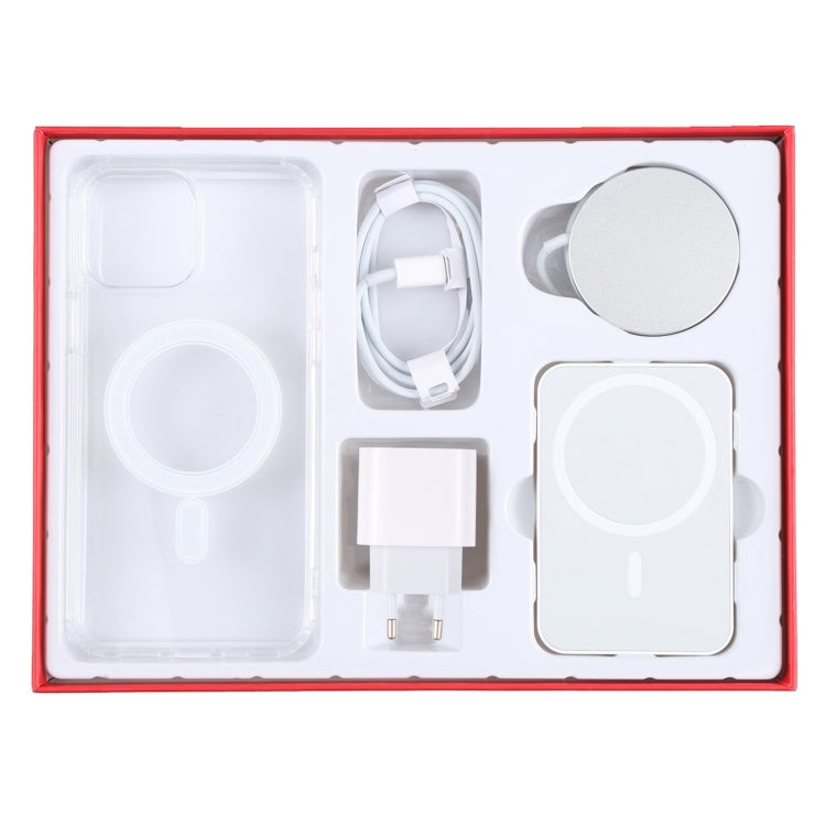 5 in 1 Data Cable + Travel Charger + Wired / Wireless MagSafe Magnetic Wireless Charger + MagSafe Magnetic Phone Case Digital Gift Box Set for iPhone 12, EU Plug(Red) - Apple Accessories by buy2fix | Online Shopping UK | buy2fix