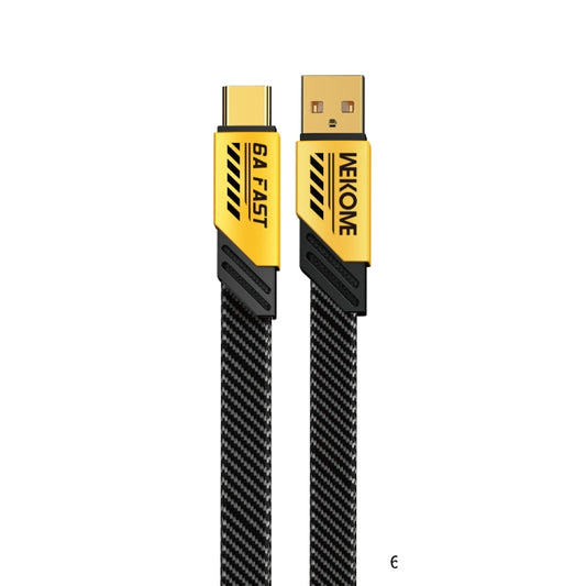 WK WDC-190a Mech Series 6A USB to USB-C/Type-C Fast Charge Data Cable, Length: 1m(Yellow) - USB-C & Type-C Cable by WK | Online Shopping UK | buy2fix