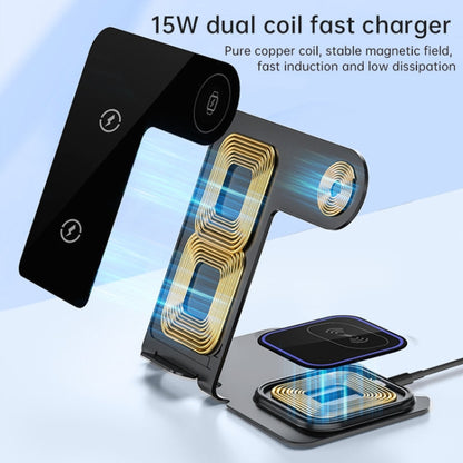 W43 15W 3 in 1 Aluminum Alloy Wireless Charging Stand (Silver) - Wireless Charger by buy2fix | Online Shopping UK | buy2fix