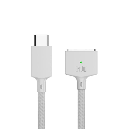 140W USB-C / Type-C to MagSafe 3 Nylon Braided Magnetic Charging Cable, Length: 2m (White) - Cable & Adapter by buy2fix | Online Shopping UK | buy2fix