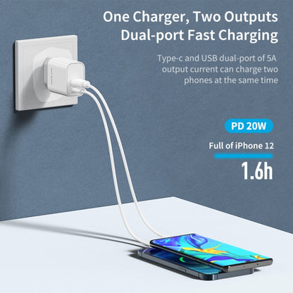 ROCK T43 20W PD USB-C / Type-C + USB Dual Port Travel Charger, CN Plug - Mobile Accessories by ROCK | Online Shopping UK | buy2fix