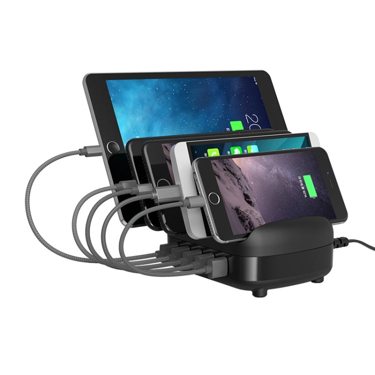 ORICO DUK-5P 40W 5 USB Ports Smart Charging Station with Phone & Tablet Stand(Black) - Multifunction Charger by ORICO | Online Shopping UK | buy2fix