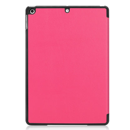 For iPad 10.2 Custer Texture Horizontal Flip Smart PU Leather Case with Sleep / Wake-up Function & Three-folding Holder (Rose Red) - iPad 10.2 Cases by buy2fix | Online Shopping UK | buy2fix