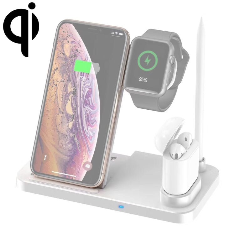 W30 QI Vertical Wireless Charger for Mobile Phones & Apple Watches & AirPods & Apple Pencil, with Adjustable Phone Stand (White) - Apple Accessories by buy2fix | Online Shopping UK | buy2fix