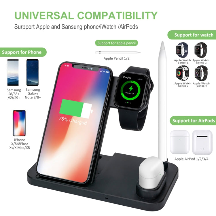 W30 QI Vertical Wireless Charger for Mobile Phones & Apple Watches & AirPods & Apple Pencil, with Adjustable Phone Stand (White) - Apple Accessories by buy2fix | Online Shopping UK | buy2fix