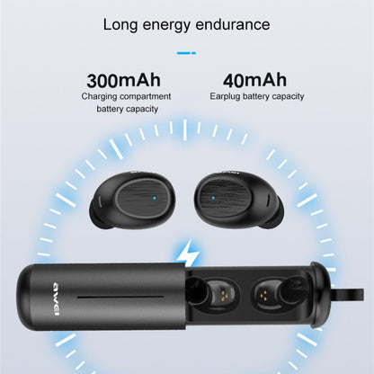 awei T55 TWS Bluetooth V5.0 Ture Wireless Sports Headset with Portable Charging Case(Black) - TWS Earphone by awei | Online Shopping UK | buy2fix