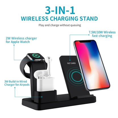 Q12 3 in 1 Quick Wireless Charger for iPhone, Apple Watch, AirPods and other Android Smart Phones(Black) - Apple Accessories by buy2fix | Online Shopping UK | buy2fix