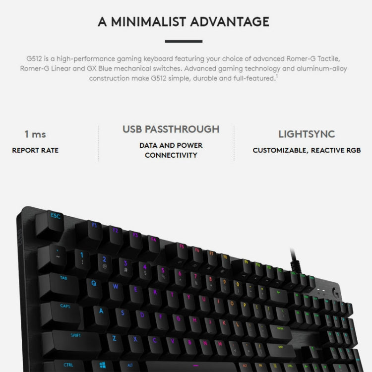 Logitech G512 RGB C-axis Mechanical Wired Gaming Keyboard, Length: 1.8m (Black) - Computer & Networking by Logitech | Online Shopping UK | buy2fix