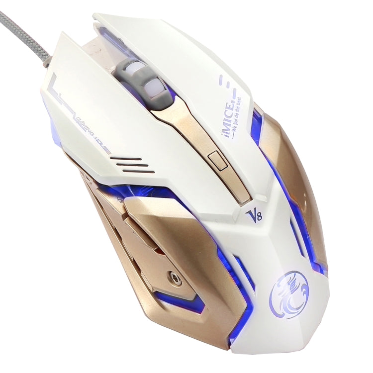 iMICE V8 LED Colorful Light USB 6 Buttons 4000 DPI Wired Optical Gaming Mouse for Computer PC Laptop(White) - Wired Mice by iMICE | Online Shopping UK | buy2fix