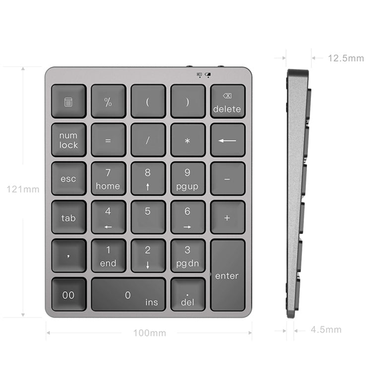 N960 Ultra-thin Universal Aluminum Alloy Rechargeable Wireless Bluetooth Numeric Keyboard (Grey) - Mini Keyboard by buy2fix | Online Shopping UK | buy2fix